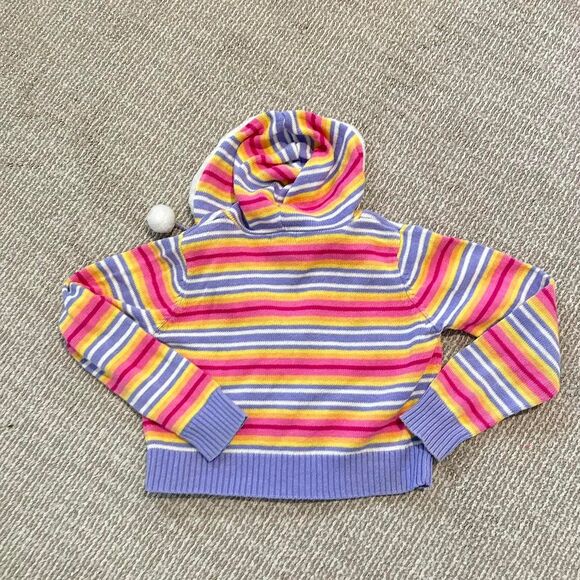 Y2K Striped Zip Up Cropped Sweater Indie Sleaze Coquette Brandy Vibes PINTEREST - Picture 7 of 8